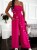 Fuchsiafarbener Sommer-Jumpsuit mit weitem Bein und trägerlosem Korsett-Oberteil