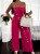 Fuchsiafarbener Sommer-Jumpsuit mit weitem Bein und trägerlosem Korsett-Oberteil