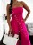 Fuchsiafarbener Sommer-Jumpsuit mit weitem Bein und trägerlosem Korsett-Oberteil
