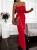 Roter Sommer-Jumpsuit mit weitem Bein und trägerlosem Korsett-Oberteil