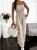Beiger Sommer-Jumpsuit mit weitem Bein und trägerlosem Korsett-Oberteil