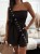 Kurzer schwarzer Damen-Playsuit für den Sommer, trägerlos mit gerafftem Korsett-Oberteil, lockeren Shorts mit Taschen und Bindegürtel