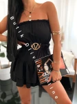 Jumpsuit mit Carmen-Ausschnitt und Gürtel LUVE - Schwarz