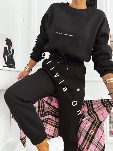 Gefütterter Loungewear-Set KRONE – Schwarz