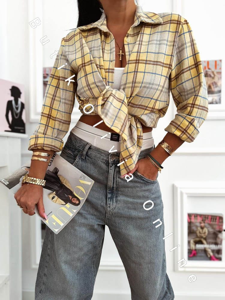 damen-karobluse-spring-zitronengelb