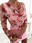 Mesh-Bluse mit seitlicher Raffung TINY - Rosa