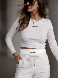 Jogginganzug Set Oberteil + Hose CRAFTED - Beige Melange