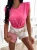 Rosa ärmelloses Damen-T-Shirt mit Schulterpolstern