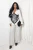 Damen Hosenanzug Weiß Zweiteiler Blazer mit schwarzer Spitze und Hose