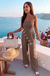 Musselin-Jumpsuit mit langer Hose LOGGI - Fango