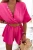 Kurzer Musselin-Jumpsuit mit V-Ausschnitt und Webgürtel fuchsia