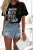 Schwarzes Damen-T-Shirt mit „WORK HARD“-Schriftzug