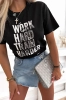 Schwarzes Damen-T-Shirt mit „WORK HARD“-Schriftzug