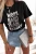 Schwarzes Damen-T-Shirt mit „WORK HARD“-Schriftzug