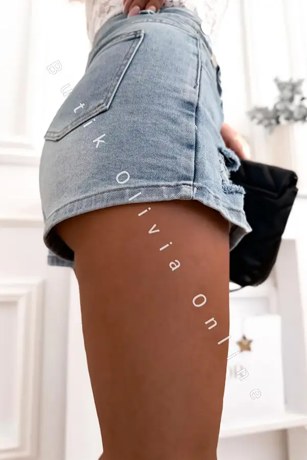 Blauer Denim-Skort – Jeans-Rock-Shorts mit asymmetrischer Überlappung