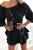 Schwarzer Musselin-Playsuit im Skort-Look mit Langarm
