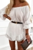 Schulterfreier Musselin-Playsuit im Skort-Look mit Puffärmeln