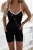 Schwarzer gerippter kurzer Jumpsuit mit Push-up-Effekt