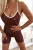 Brauner gerippter kurzer Jumpsuit mit Push-up-Effekt