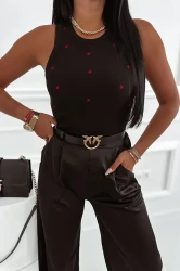 Geripptes Racerback-Top mit Herzchen HEART - schwarz