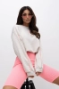 Set: Graues Oversize-Sweatshirt und gerippte Radlerhose w Neonrosa