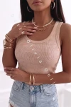 Geripptes Boxer-Top Acid-Wash LOOX – Beige