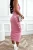Rosafarbenes geripptes Midi-Kleid mit schmalen Trägern