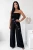 Schwarzer Musselin-Jumpsuit mit langem, weitem Bein