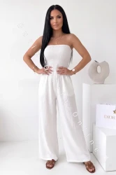 Musselin-Jumpsuit LOGGI mit langer Hose – Weiß