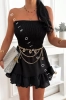 Kurzer schwarzer Korsagen-Sommer-Jumpsuit im Skort-Design