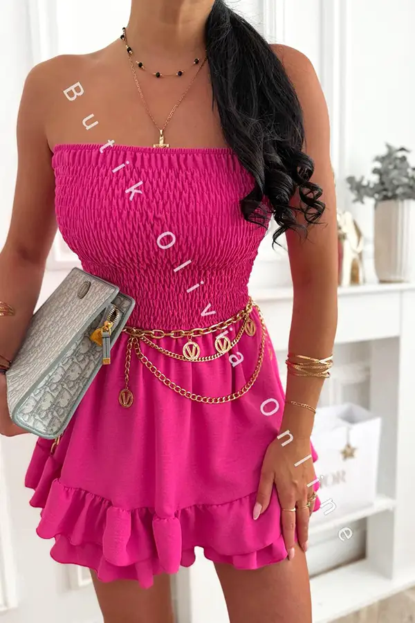 Kurzer fuchsiafarbener Korsagen-Sommer-Jumpsuit im Skort-Design fuchsia