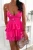 Neonpinker Playsuit im Kleid-Look mit Spaghettiträgern und V-Ausschnitt