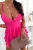 Neonpinker Playsuit im Kleid-Look mit Spaghettiträgern und V-Ausschnitt