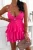Neonpinker Playsuit im Kleid-Look mit Spaghettiträgern und V-Ausschnitt