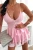 Rosa Playsuit im Kleid-Look mit Spaghettiträgern und V-Ausschnitt