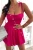 Fuchsia-Minikleid mit Trägern und Korsagen-Oberteil