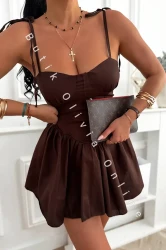 Korsagenkleid mit Trägern VOGUE – Schokoladenbraun