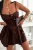 Schokoladenbraunes Minikleid mit Trägern und Korsagen-Oberteil