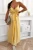 Gelbes Maxi-Kleid mit Spaghetti-Trägern, Ausschnitt und Beinschlitz