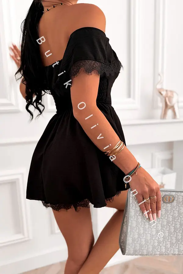 Schwarzer Carmen-Jumpsuit mit Hosenrock-Effekt