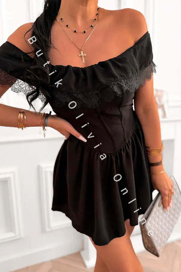 Schwarzer Carmen-Jumpsuit mit Hosenrock-Effekt