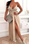 Maxi-Kleid mit Beinschlitz LARA – Beige