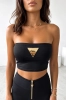 Trägerloses Schlauch-Top in Schwarz Elastisches Basic Crop-Top