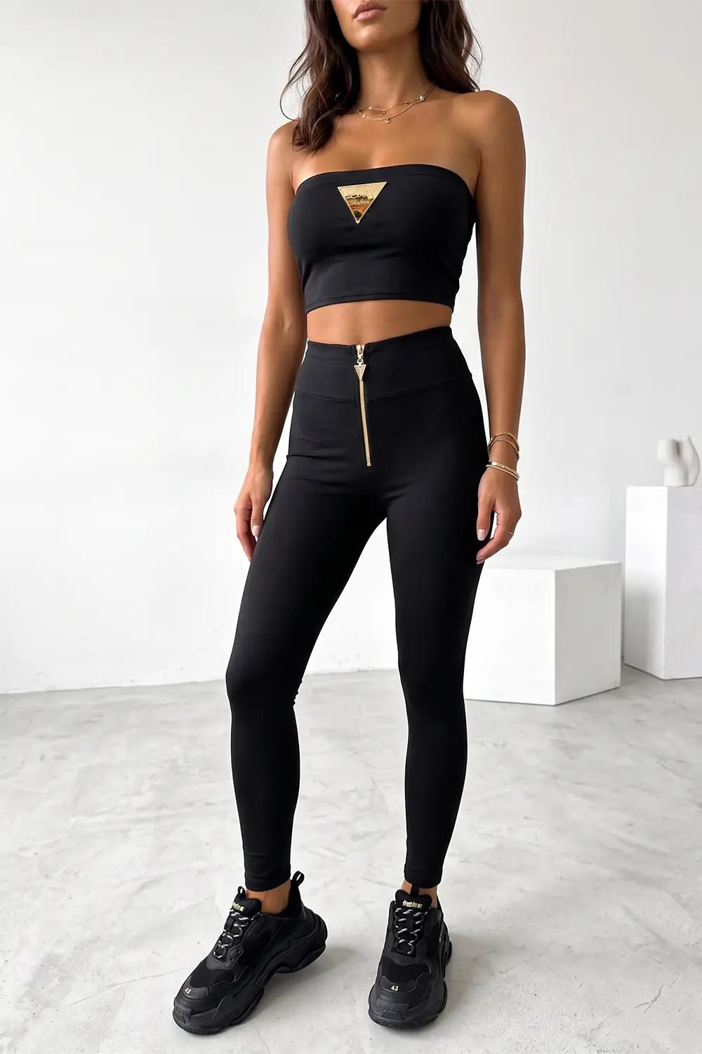 Trägerloses Schlauch-Top in Schwarz Elastisches Basic Crop-Top