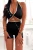 Schwarzes Sport-Set mit tief ausgeschnittenem Top und formender Radlerhose
