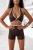 Schokoladenbraunes Sport-Set mit tief ausgeschnittenem Top und formender Radlerhose