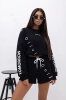 czarny komplet na lato bluza oversize i krótkie bawełniane luźne spodenki