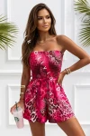Damen-Playsuit mit weitem Bein KELI – Fuchsia-Leo-Print