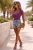 Violettes Rib-Shirt mit U-Ausschnitt