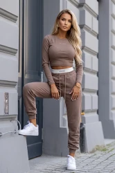 Jogginganzug Set Oberteil + Hose CRAFTED - Dunkelbeige (1)